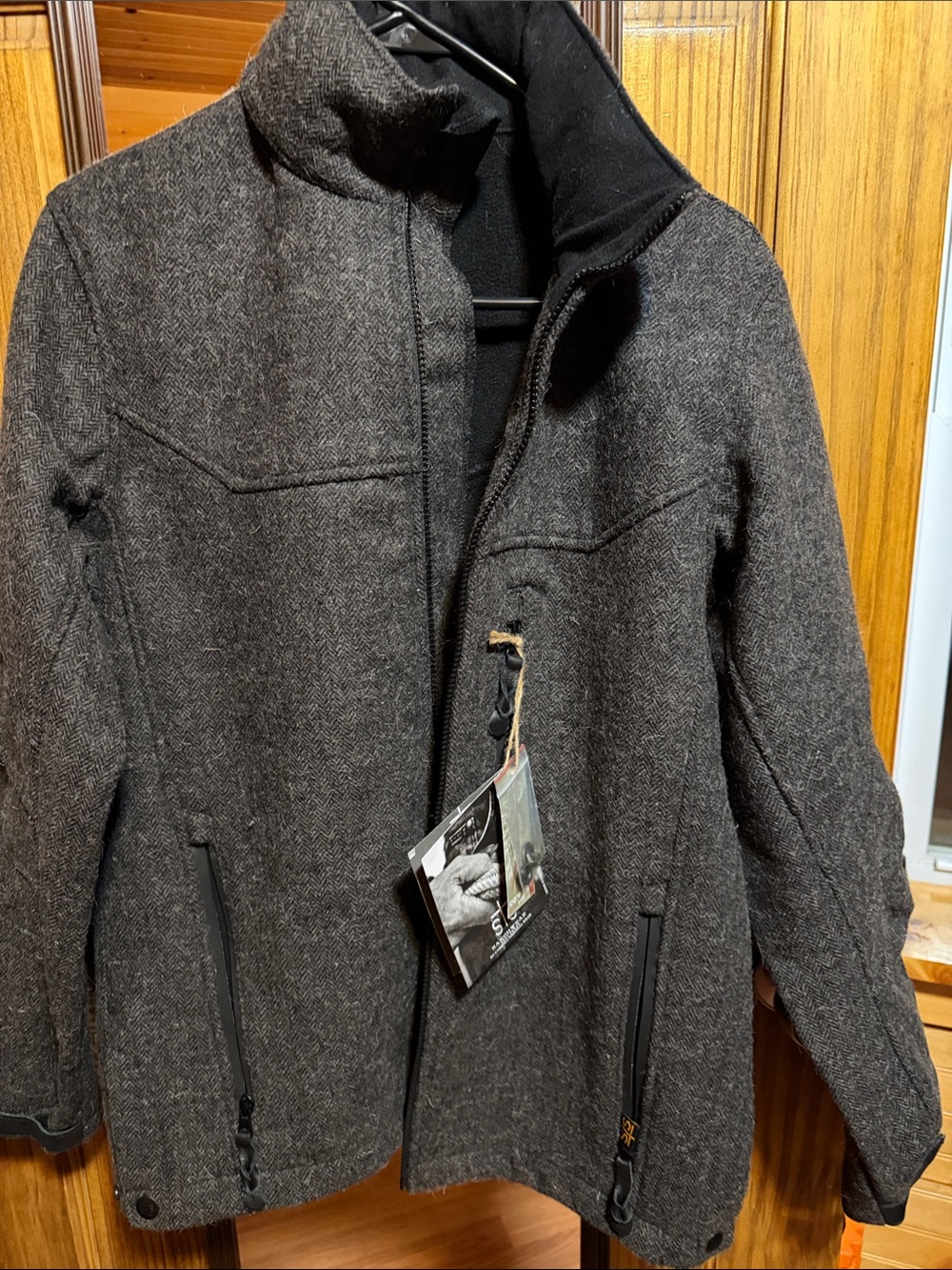 STS Ranchwear Men's Charcoal Herringbone Pea Coat